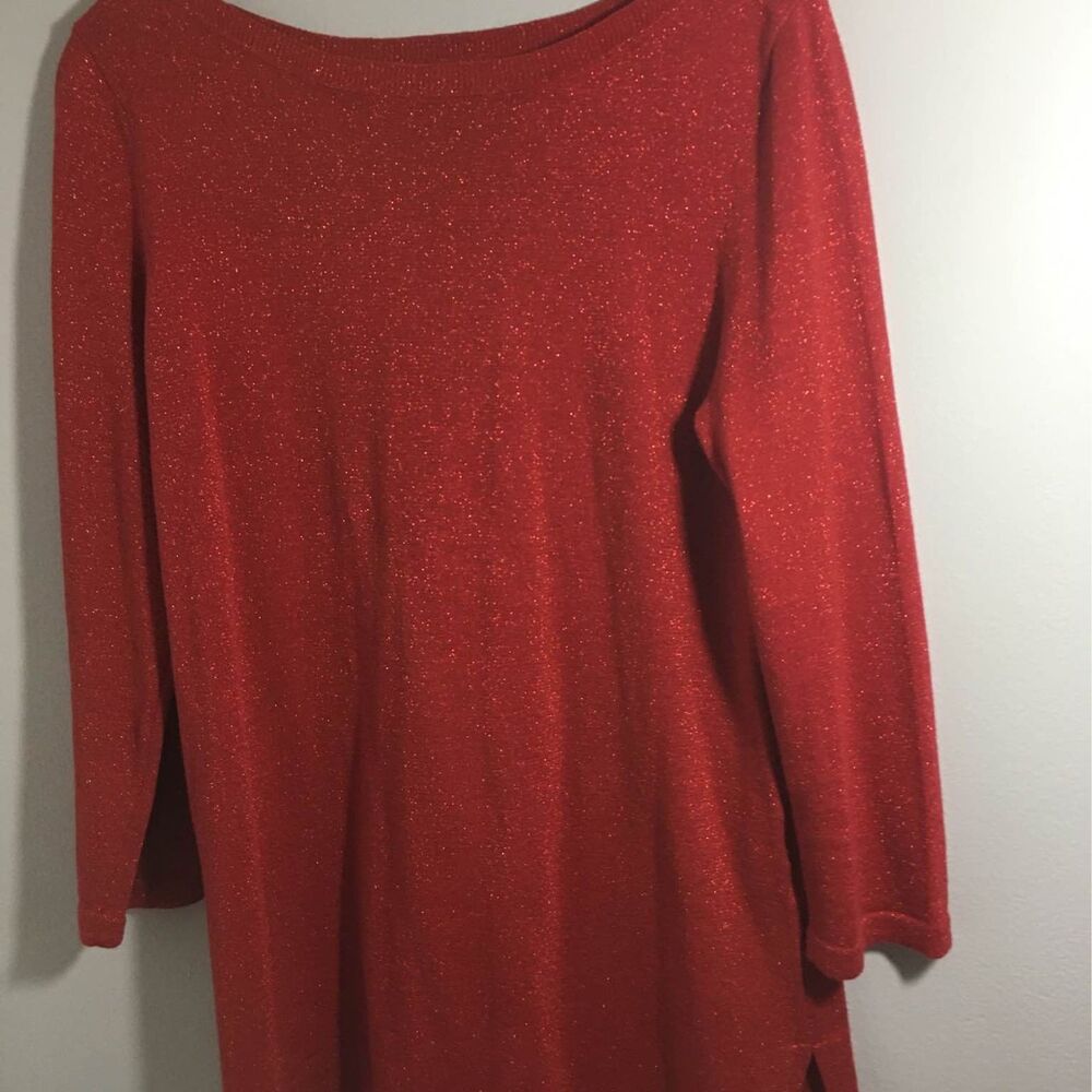 Jones New York Holiday Christmas Long Sleeve Shimmer  Sparkly Knit  Sweater